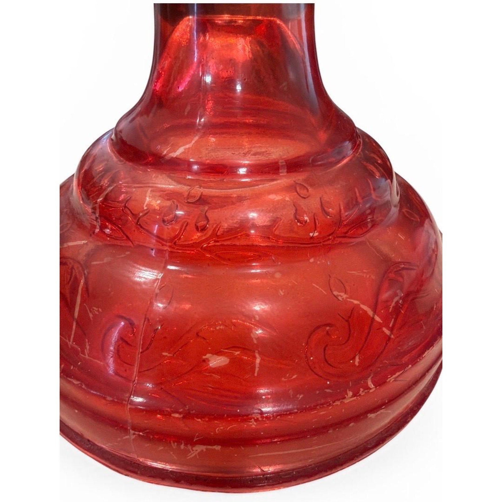 Antique Red Glass Oil Lamp P&A Burner Victorian Kerosene Lamp