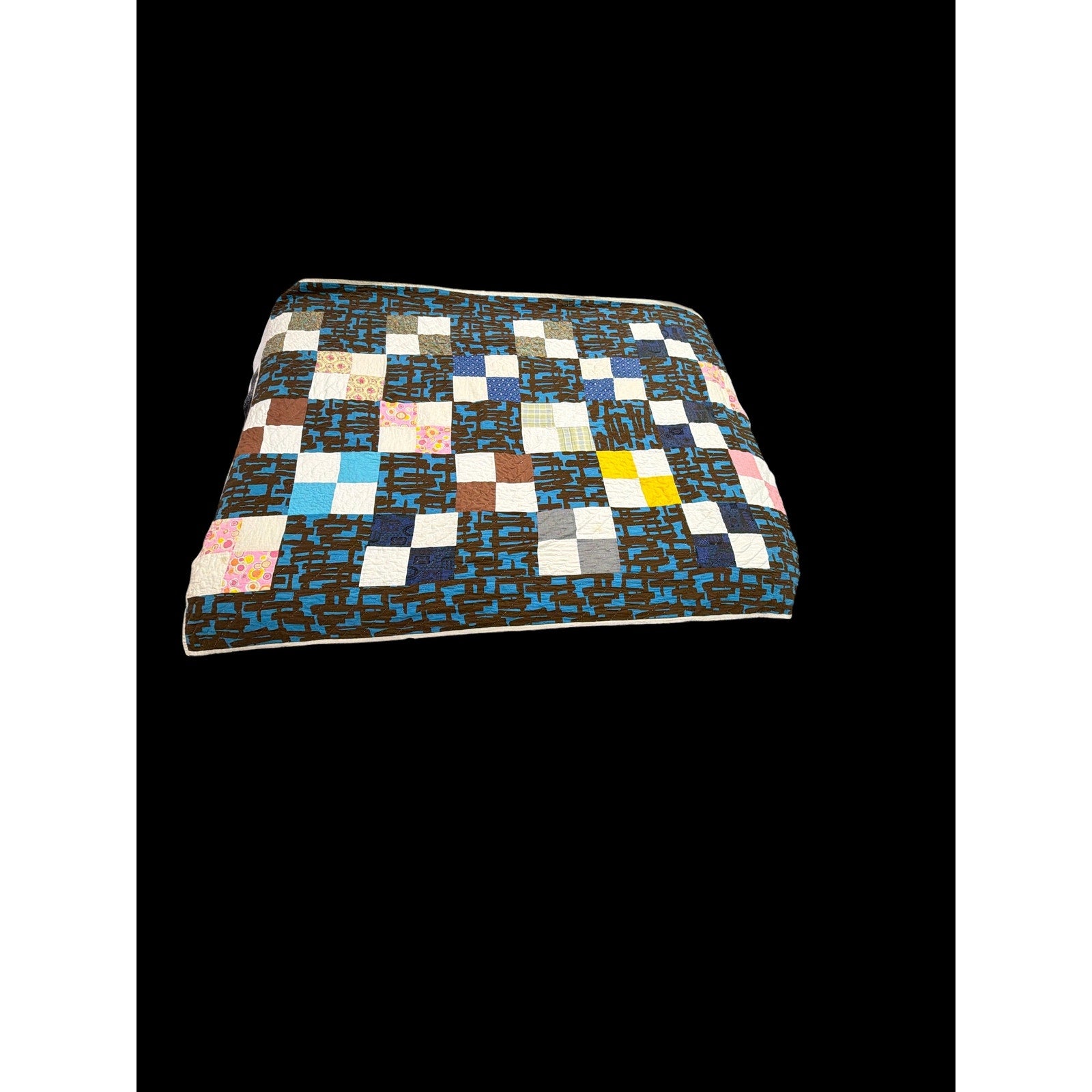 Vintage Appalachian Make Do Quilt Twin Size Hand Pieced Hand Quilted Patchwork Quilt Primitive