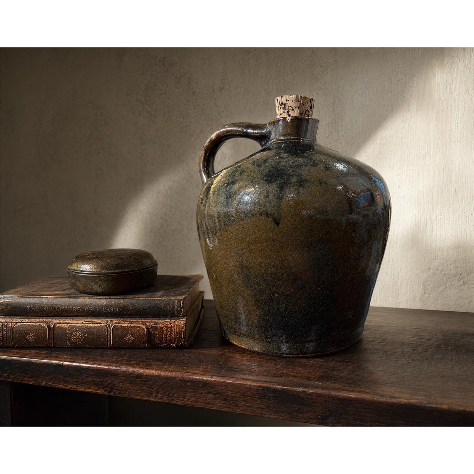 Large Studio Stoneware Jug Primitive Pottery NC Appalachian Handmade