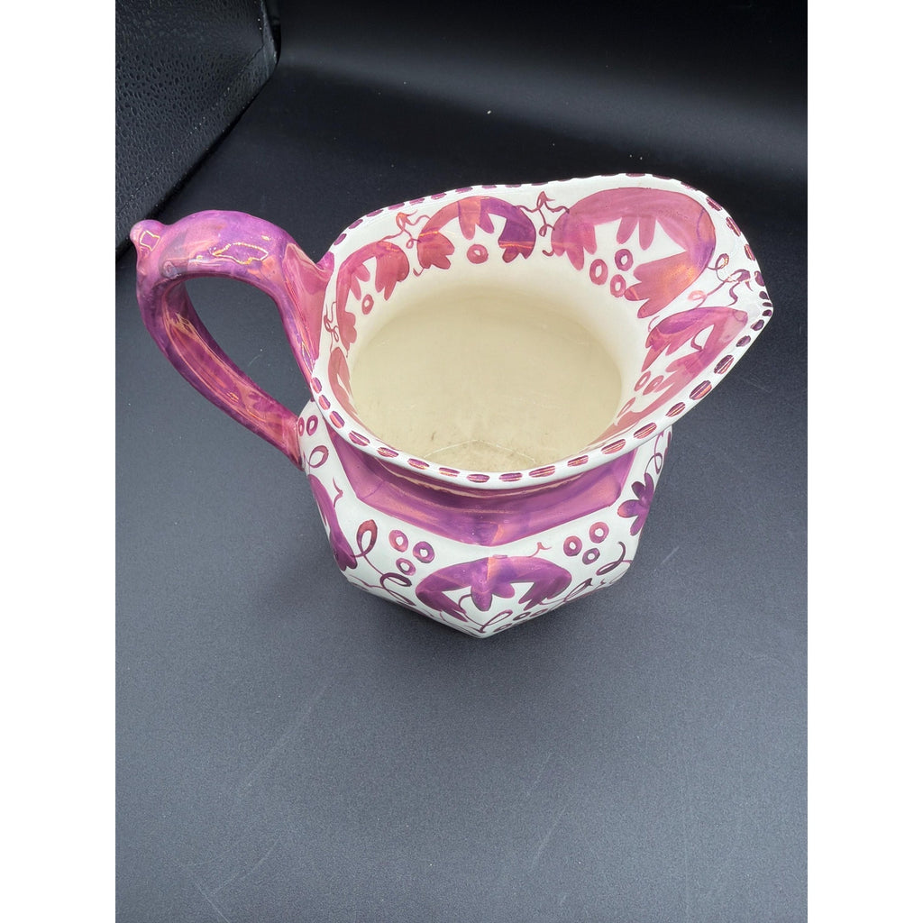 Vintage Wedgwood Pink Lustre Pitcher Vase Etruria England Floral Jug