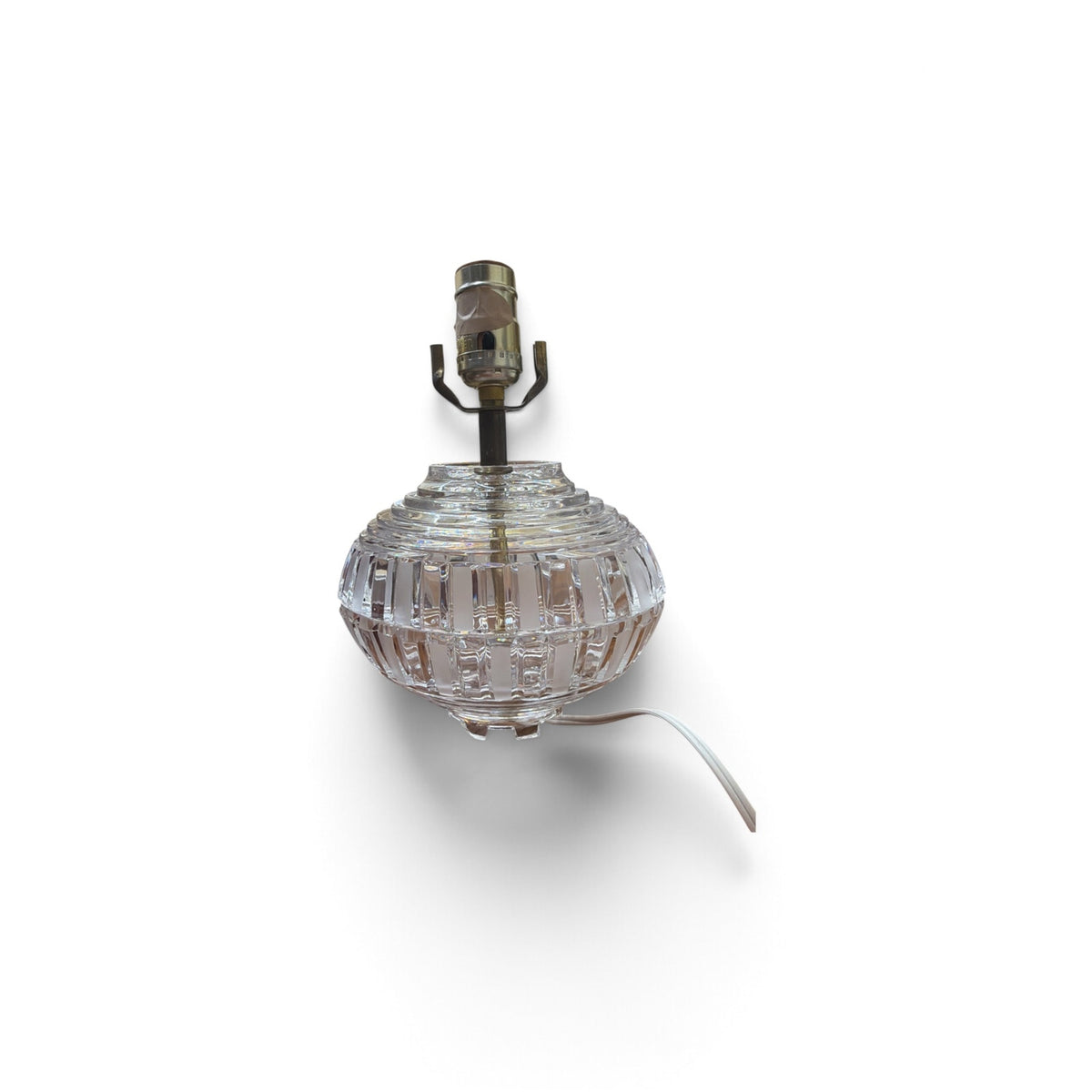 Vintage German Crystal Table Lamp Burgundy Silk Shade Hollywood Regency