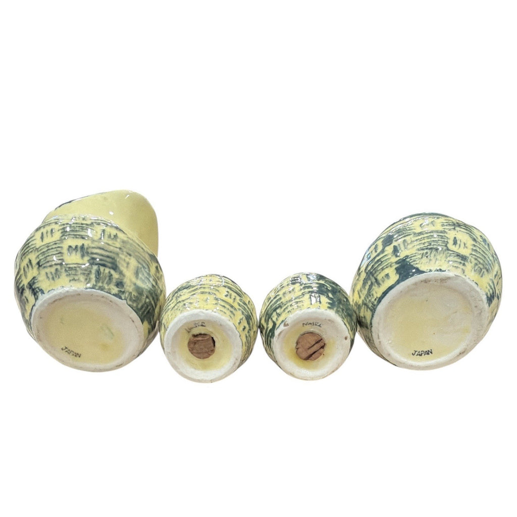 Miniature Vintage Japan Creamer Sugar Salt Pepper Set Hand Painted 4 Pc