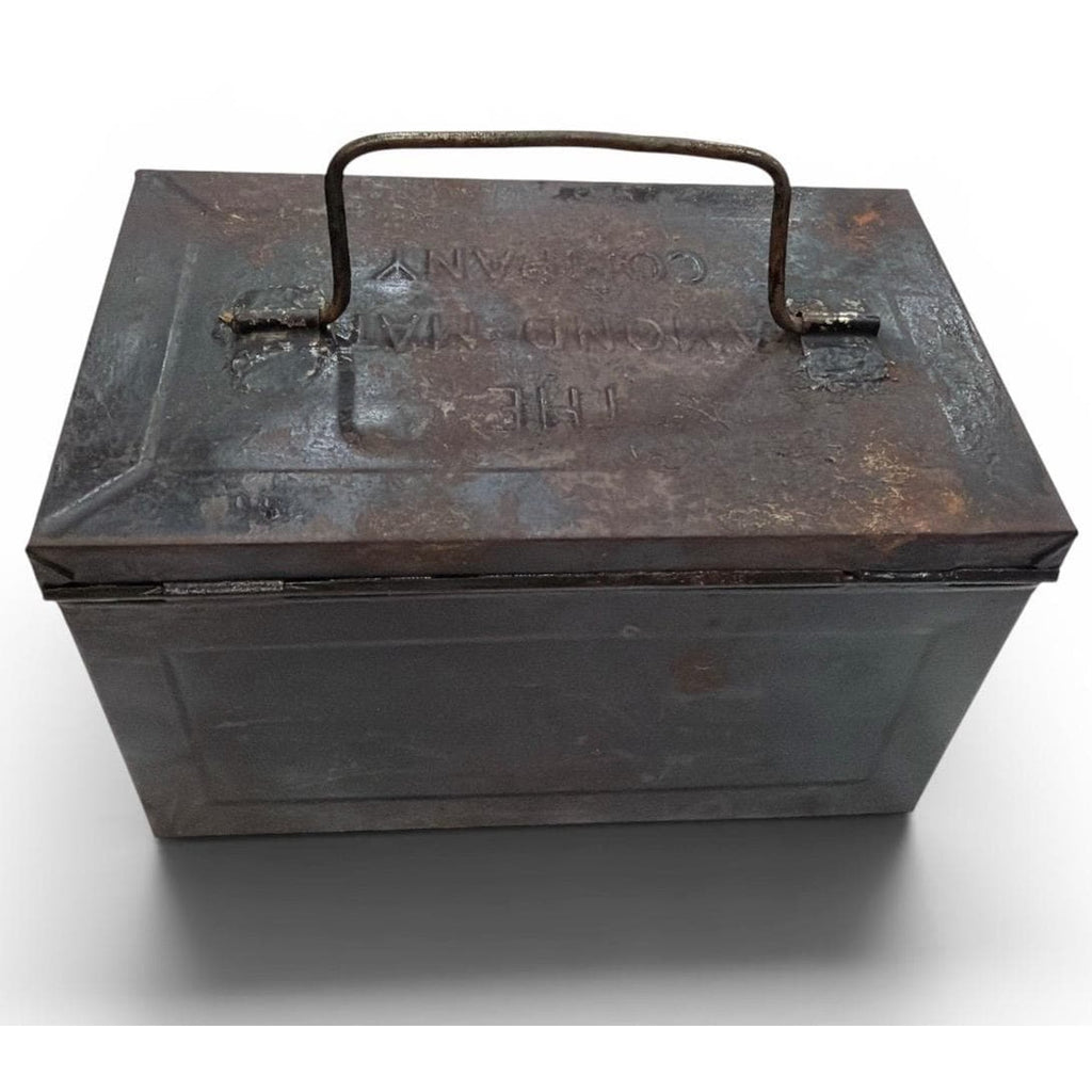 Antique Diamond Match Company Tin Box: Primitive Fireplace Storage Container