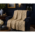 Handmade Crochet Afghan Taupe Pineapple Lace Throw Blanket 46 x 60 – main view