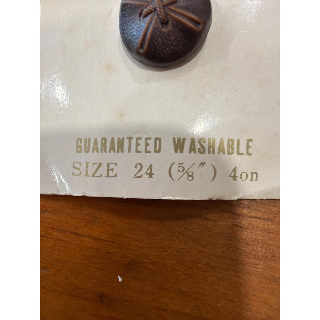 Vintage Costumakers Buttons: Rustic Brown Leather-Look Starburst (Size 24)