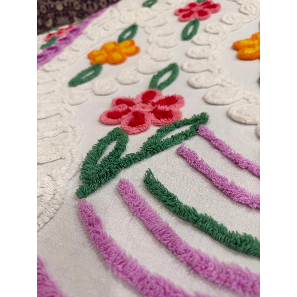 Vintage Peacock Chenille Bedspread Full Double 88 x 100 ** READ **