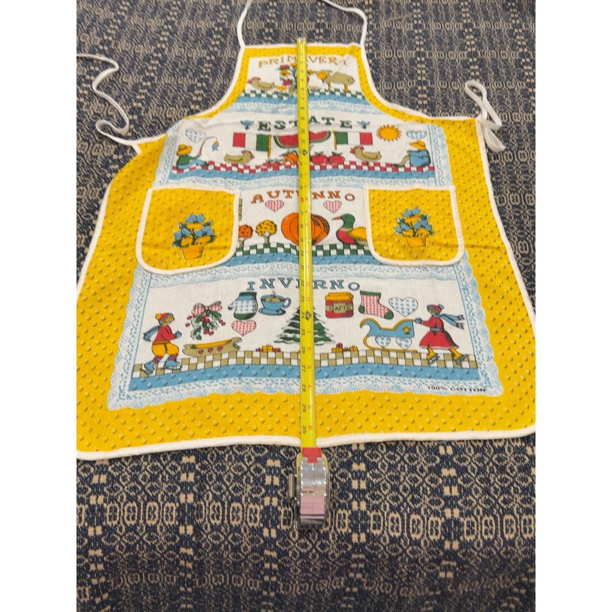 Vintage Four Seasons Cotton Apron Italian Holiday Christmas Fall 31" – additional view 2
