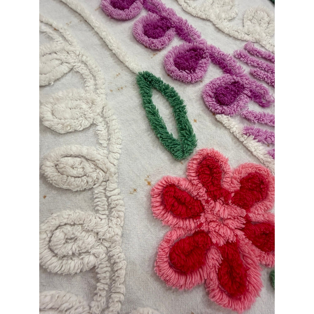 Vintage Peacock Chenille Bedspread Full Double 88 x 100 ** READ **