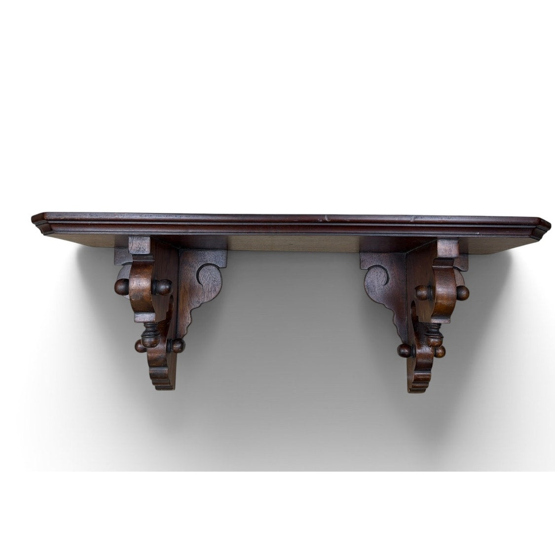 Vintage Solid Wood Plate Display Shelf with Carved Corbels, Colonial Revival