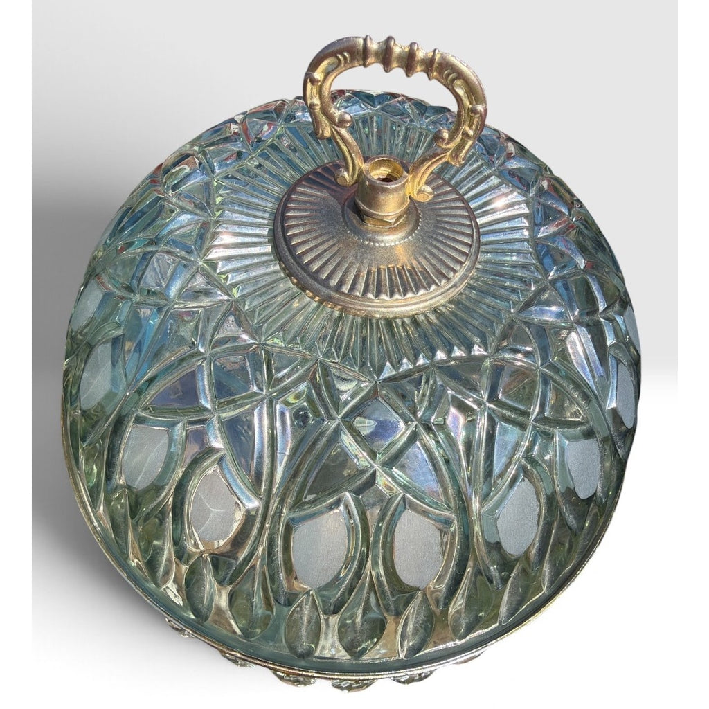 Pair Vintage Michelotti Aqua Glass Boudoir Lamps Made in Holland 16" – additional view 7