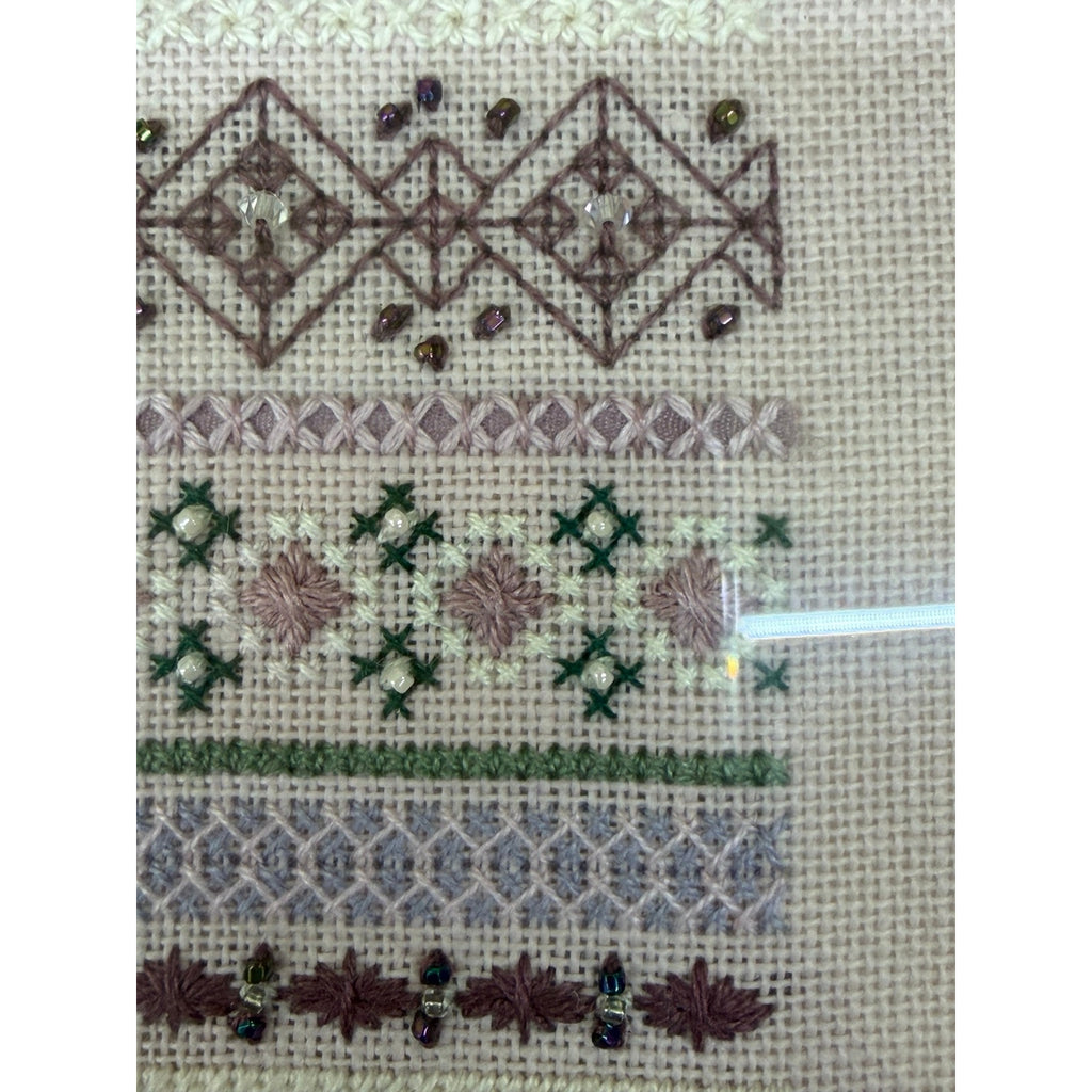 Just Nan Silver Needle Cross Stitch Sampler Beaded Framed Vintage 1994 – additional view 7