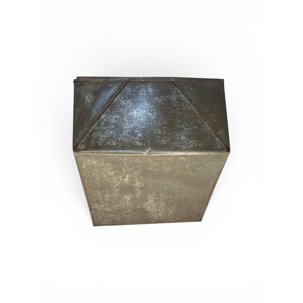 Primitive Metal Bin Vintage Folded Steel Container Rustic Farmhouse Storage