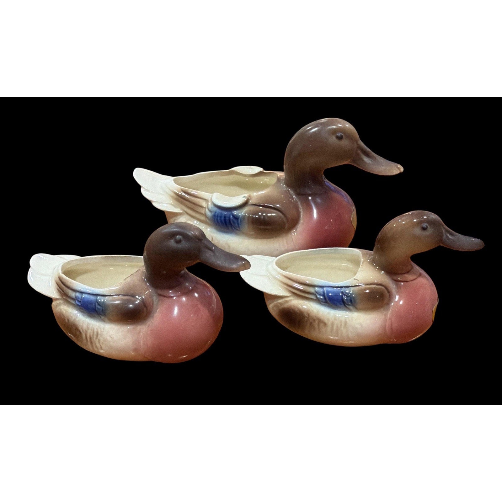Set of 3 Royal Windsor Ceramic Duck Planters – Cottage Decor Accent Pieces