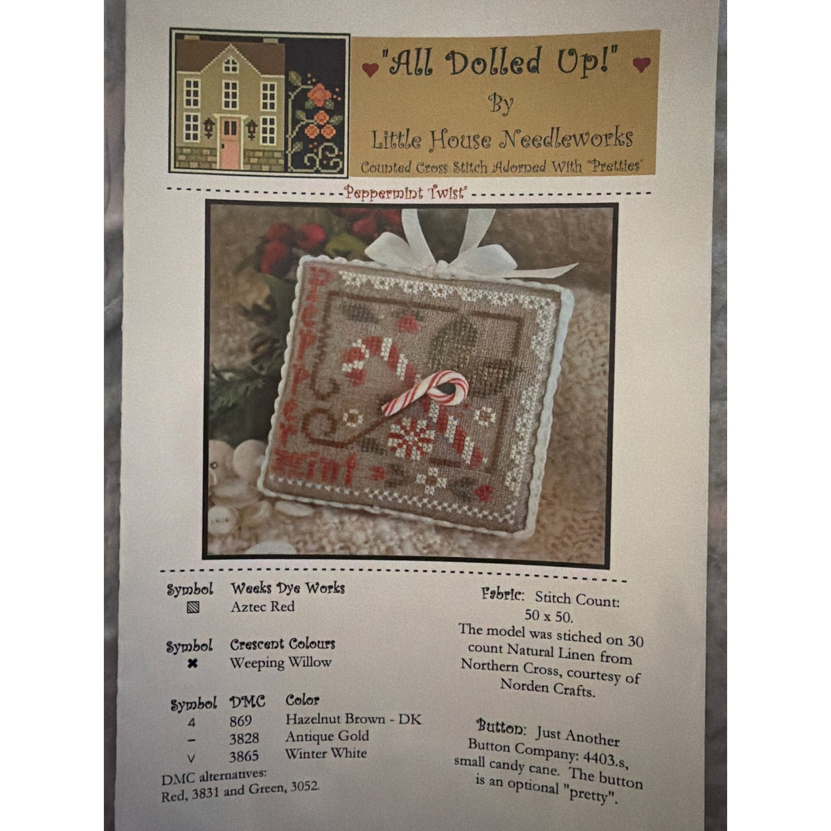 Little house needleworks Peppermint Twist Christmas cross stitch pattern ADU-18