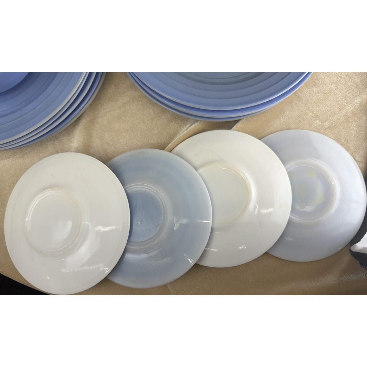 Hazel Atlas Moderntone Pastel Blue Platonite Dinnerware Lot 14 Pieces