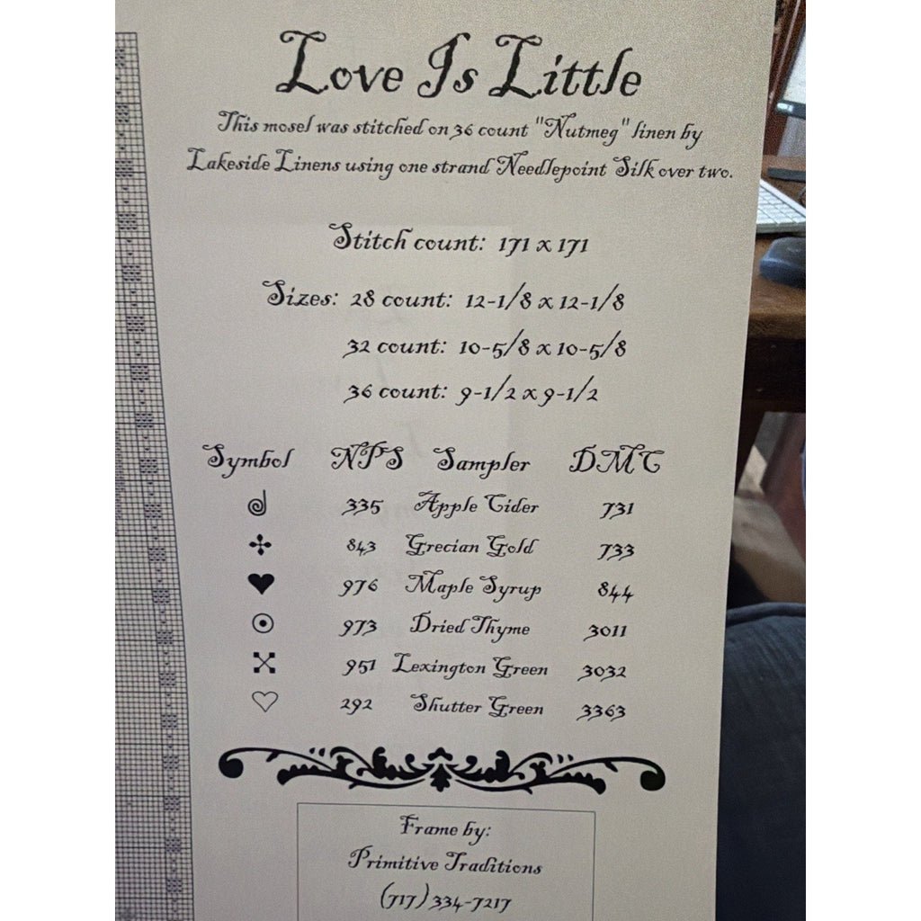 La-D-Da Love Is Little Primitive Sampler Pattern NOS