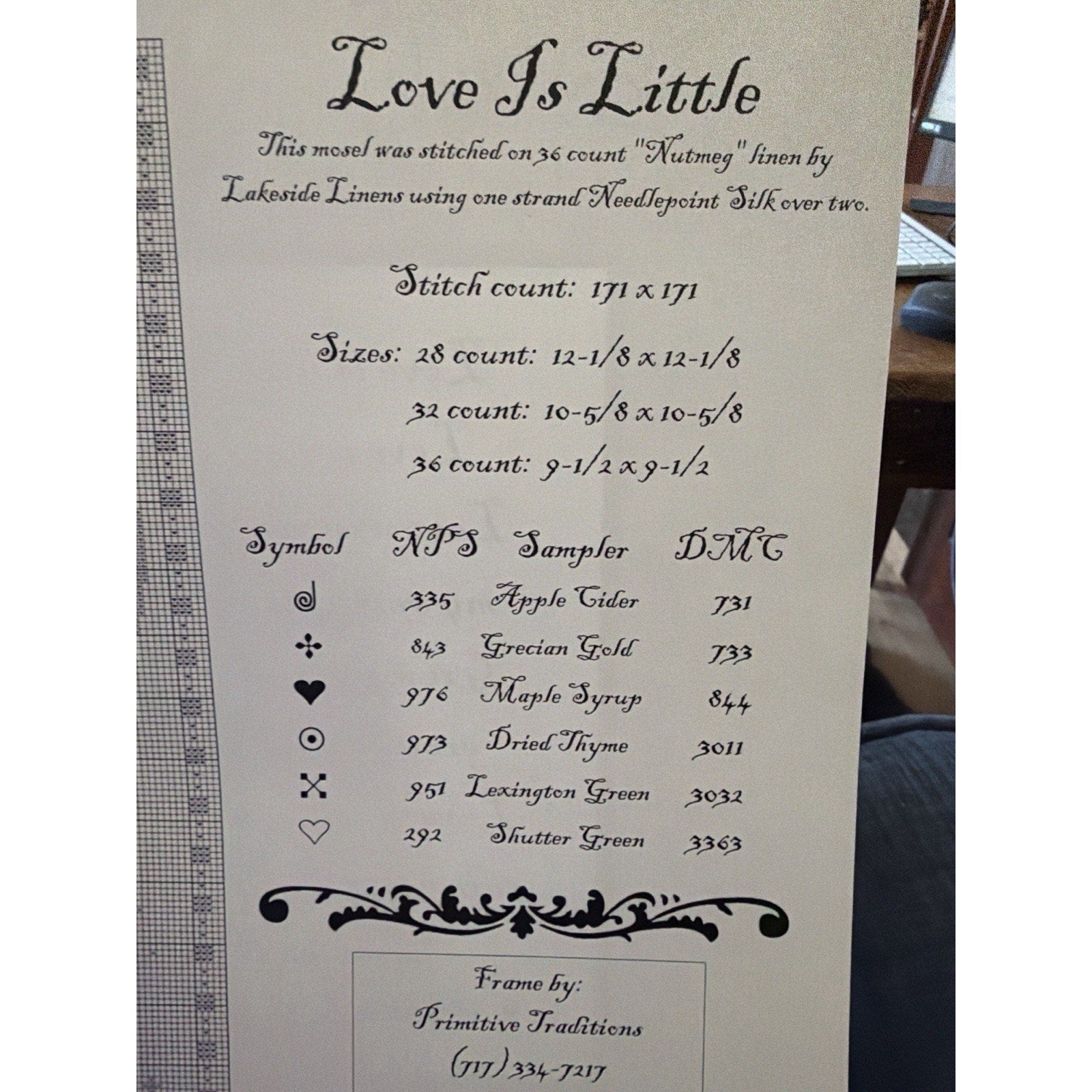 La-D-Da Love Is Little Primitive Sampler Pattern NOS