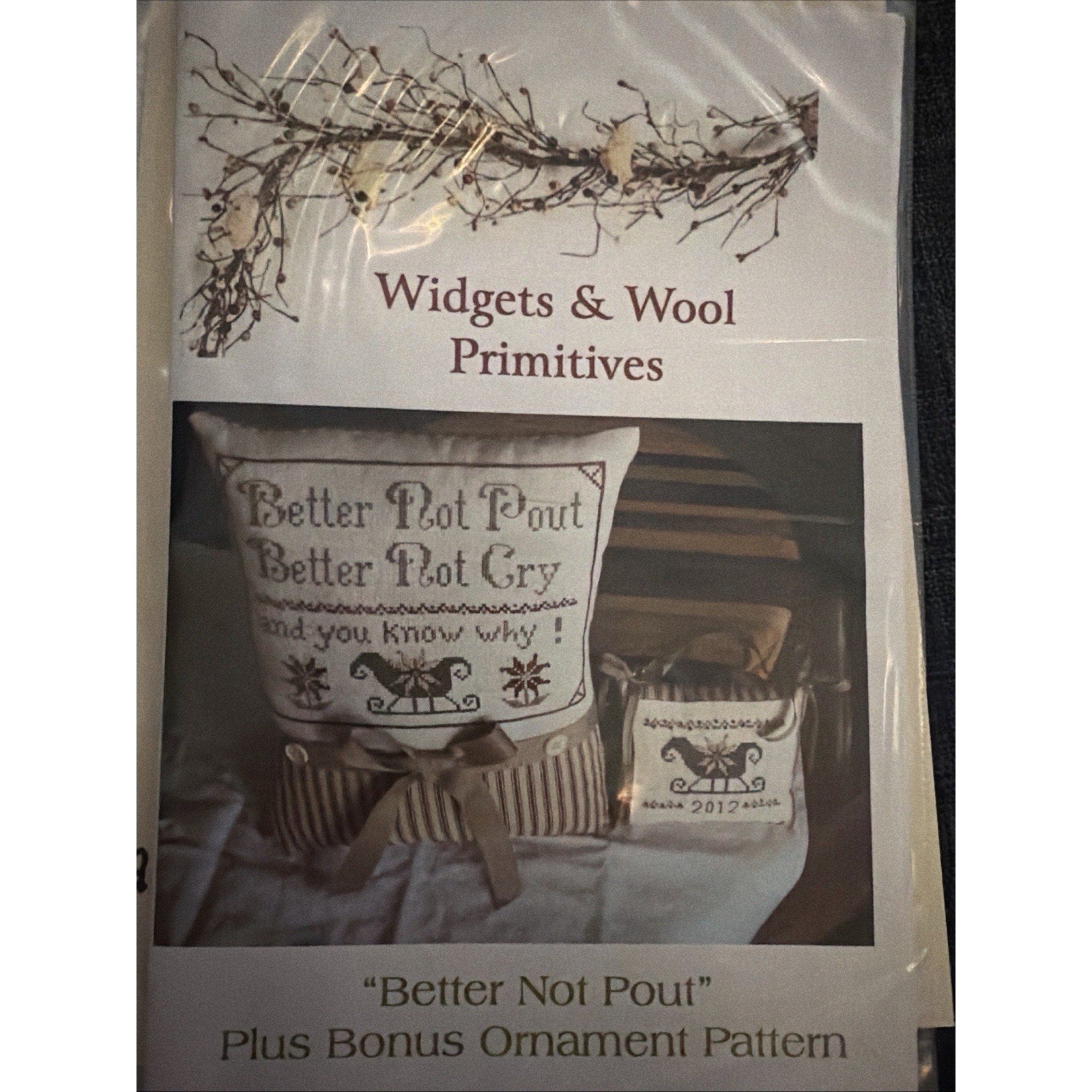 Widgets & Wool Primitives Better Not Pout Sealed Cross Stitch Pattern Rare OOP