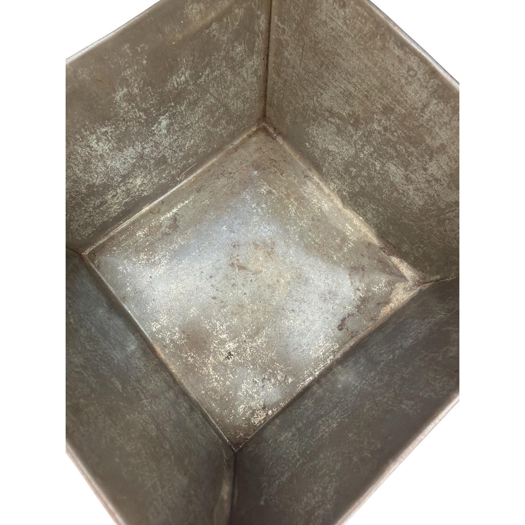 Primitive Metal Bin Vintage Folded Steel Container Rustic Farmhouse Storage