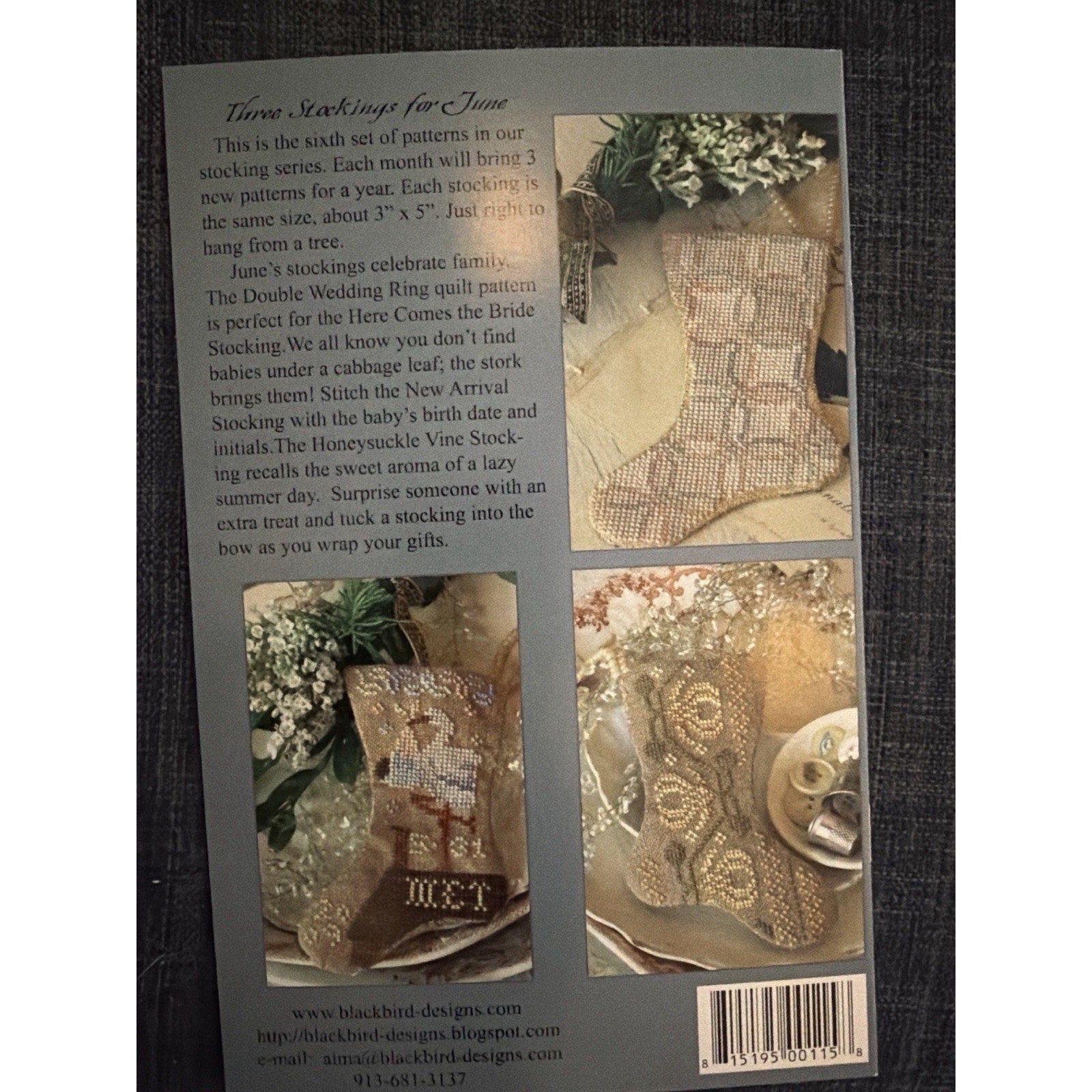 Blackbird Designs Glorious June Three Stockings Pattern BBD OOP