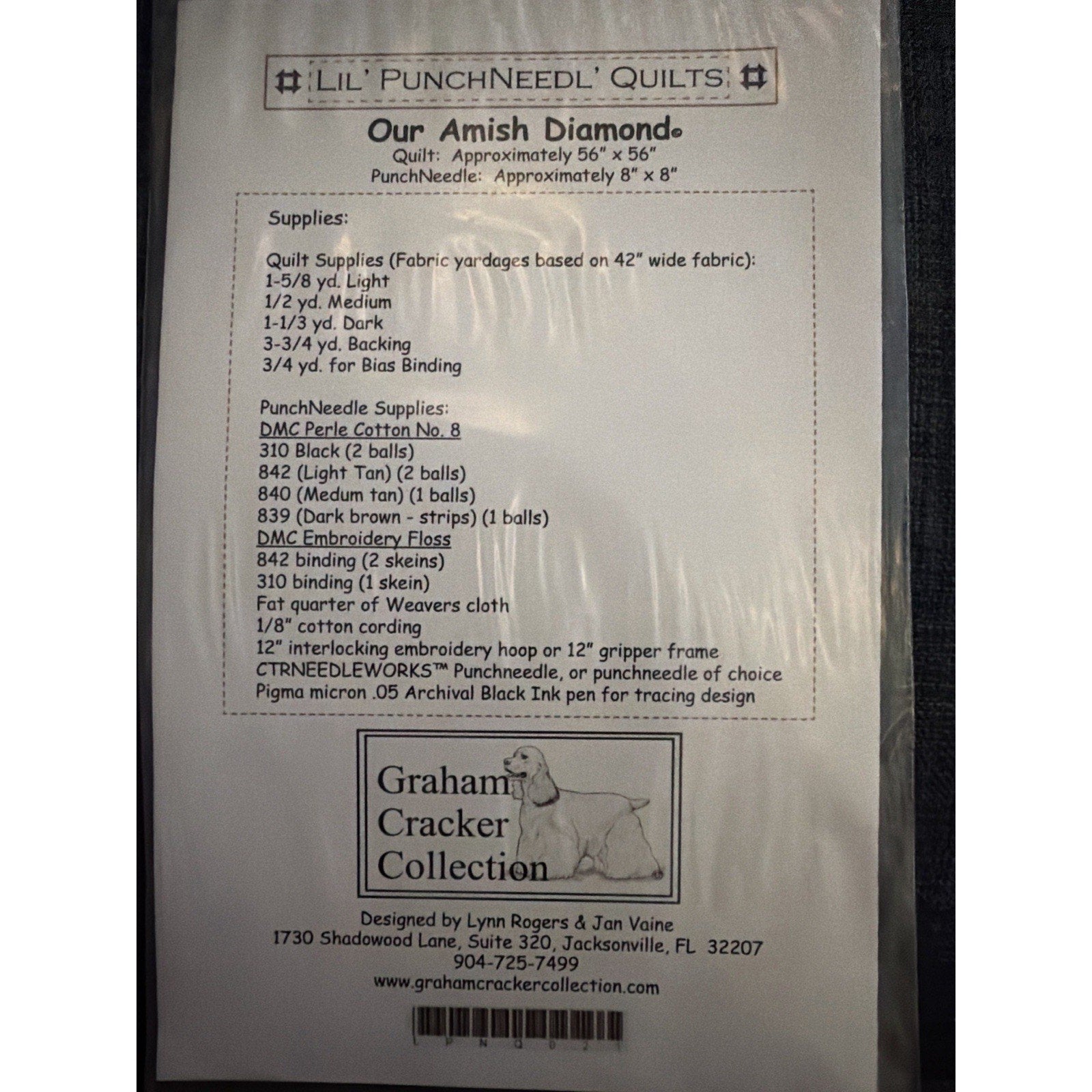 Our Amish Diamond Quilt Punch Needle Pattern Graham Cracker LPNQ021