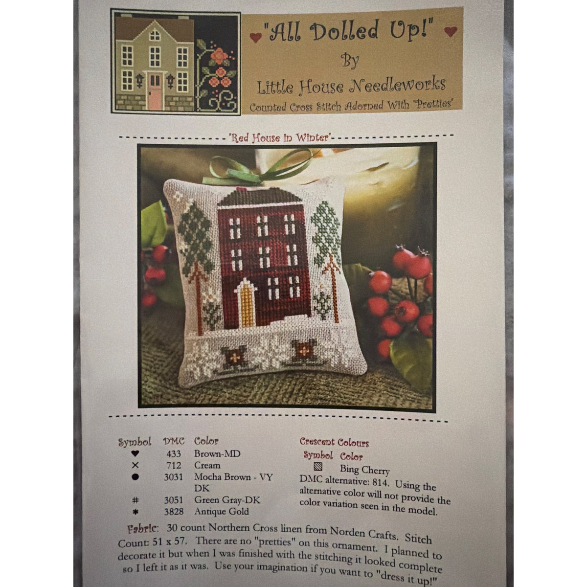 Little House Needleworks Red House in Winter ADU-15 NOS
