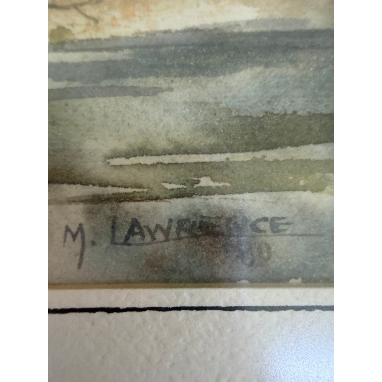 Original Signed Watercolor Landscape Painting Framed M. Lawrence 1980