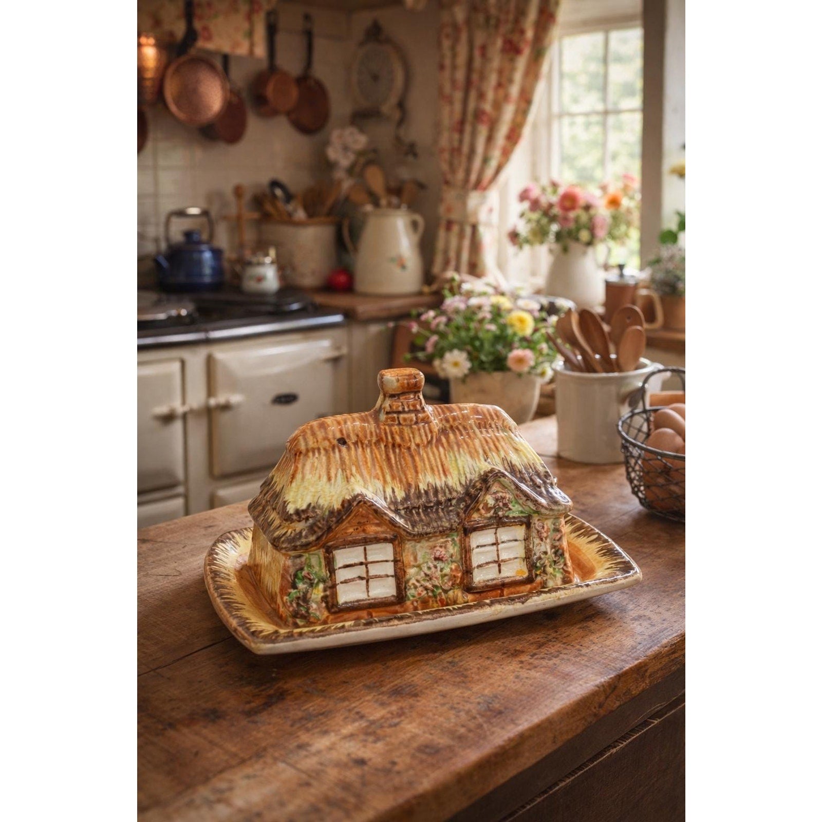 Vintage Prince “Ye Olde Cottage” Butter Dish Cottagecore English Ceramic House