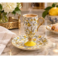 Vintage Inarco Japan Demitasse Cup Saucer Yellow Rose Chintz Gold 1960s