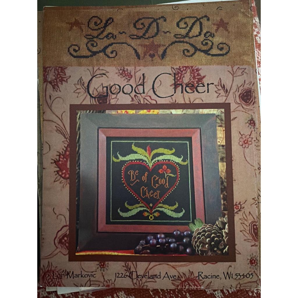 La-D-Da Good Cheer Cross Stitch Folk Art Heart Pattern NOS