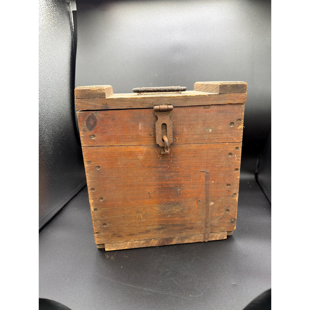 Antique Cherry Burrell Dairy Box AAFA Primitive Wooden Storage Box Farmhouse