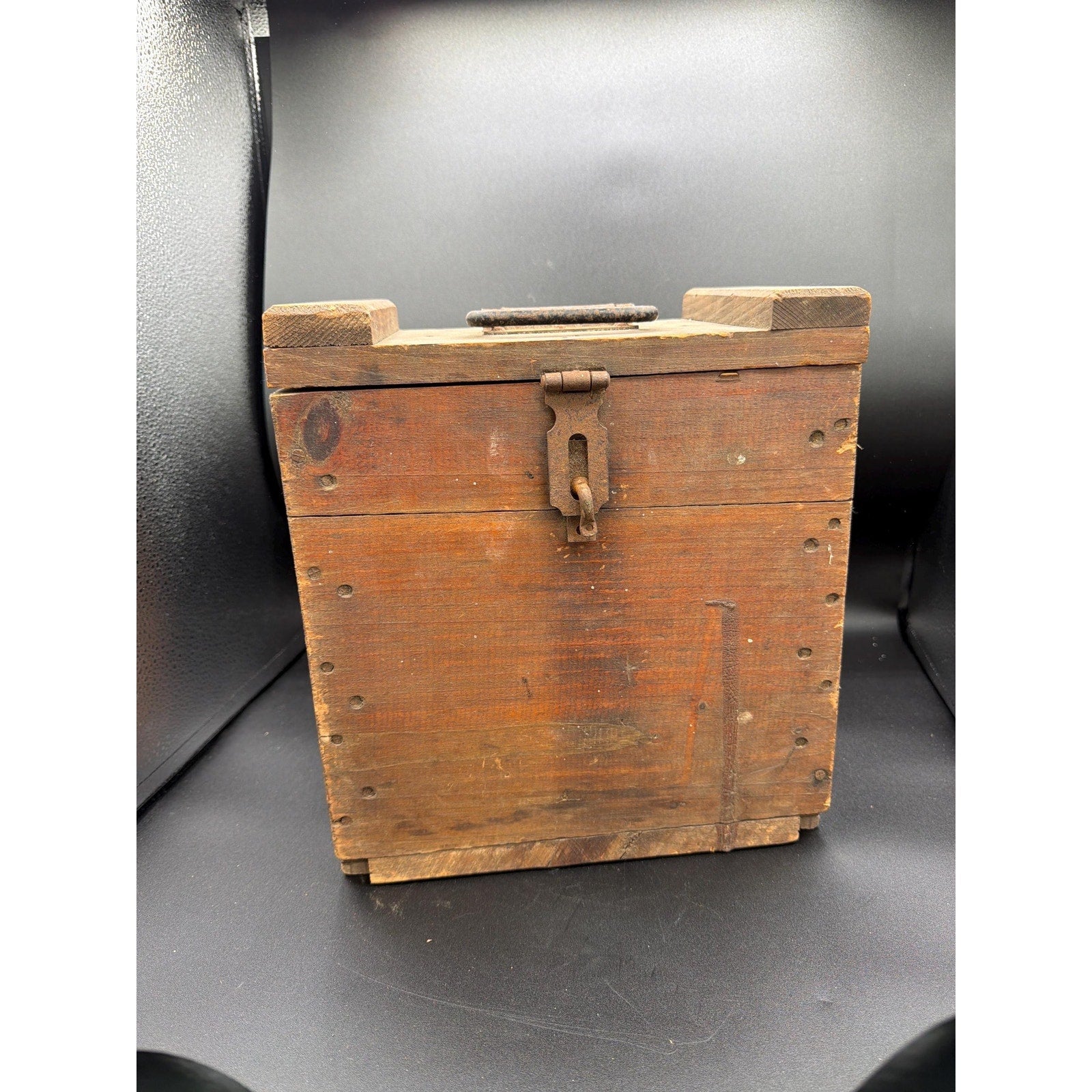 Antique Cherry Burrell Dairy Box AAFA Primitive Wooden Storage Box Farmhouse