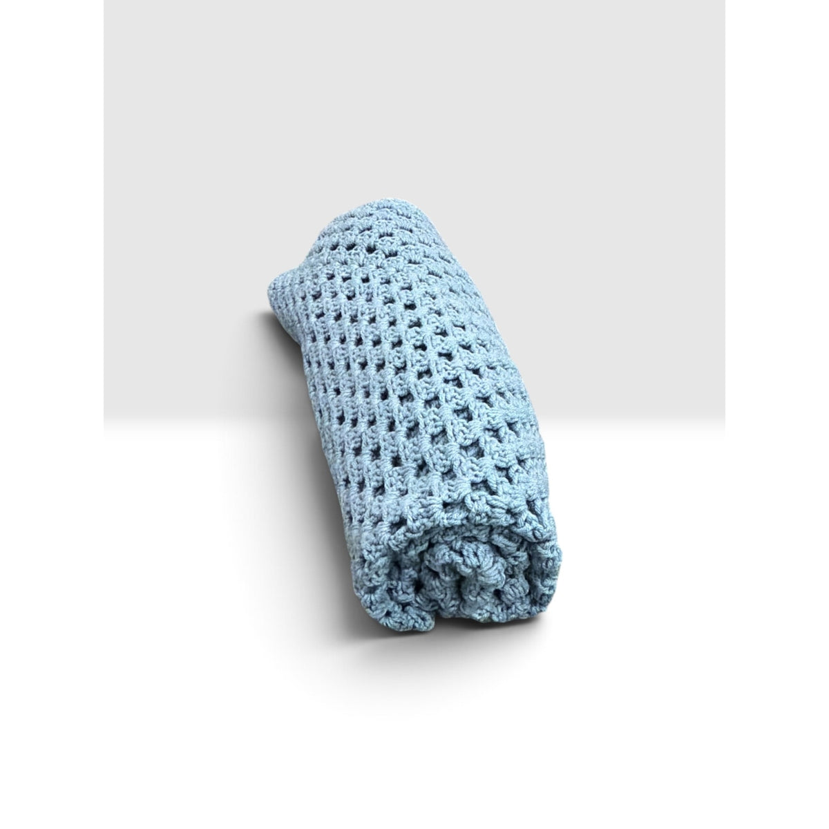 Handmade Crochet Baby Afghan Slate Blue Acrylic Granny Stitch 40 x 40 – additional view 3