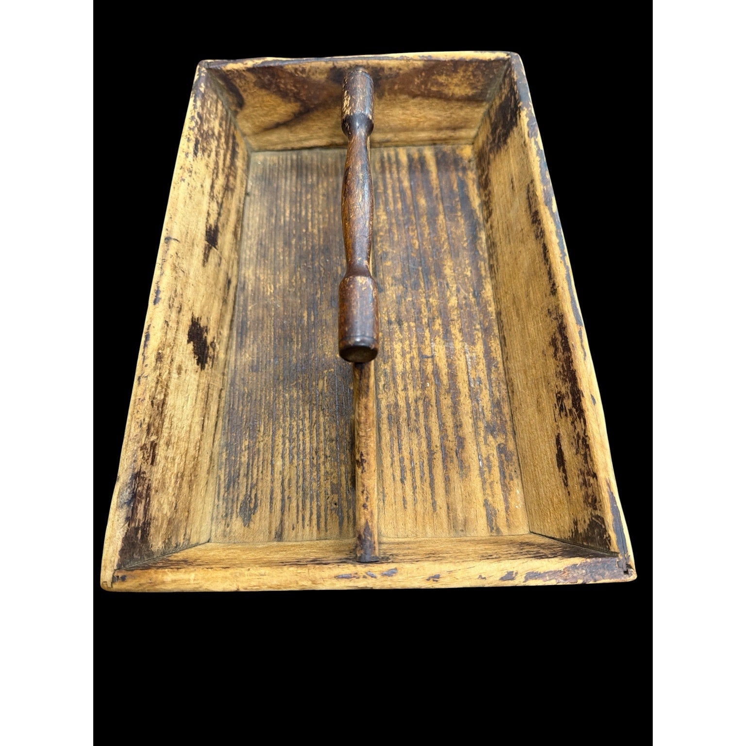 Antique Primitive Wooden Make Do Tote Handmade Farmhouse Gathering Box