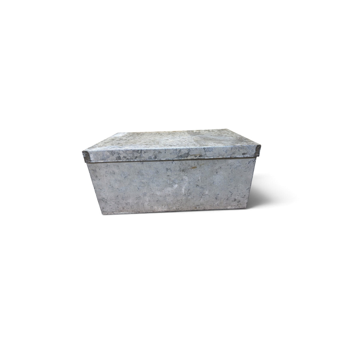 Vintage Industrial Galvanized Metal Factory Storage Box With Lid 20 Inch