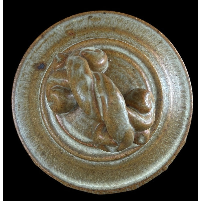 Vintage Studio Pottery Covered Vessel Sculptural Stoneware Cobalt Interior – additional view 7