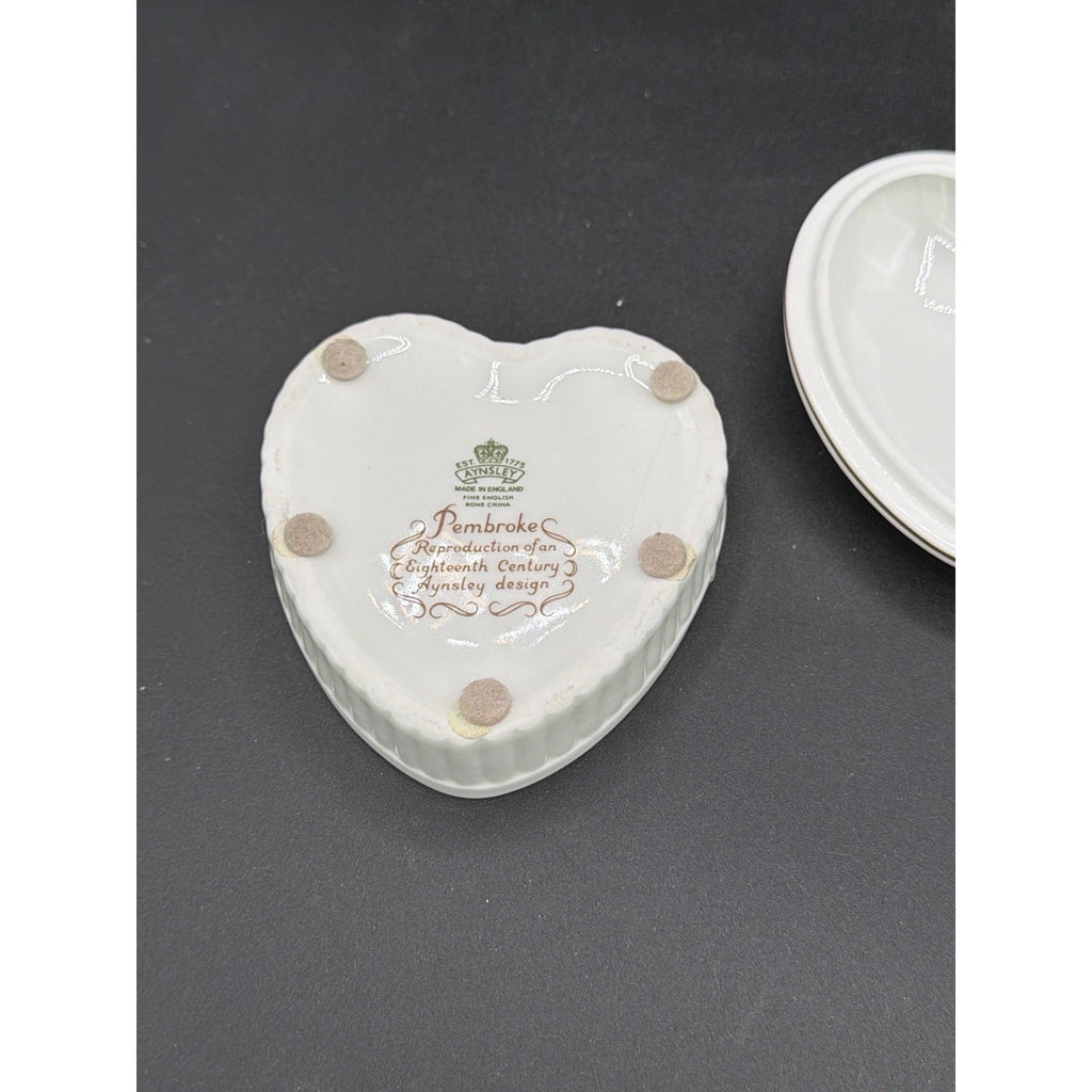 Vintage Aynsley Pembroke Heart Trinket Box Fine Bone China Made in England