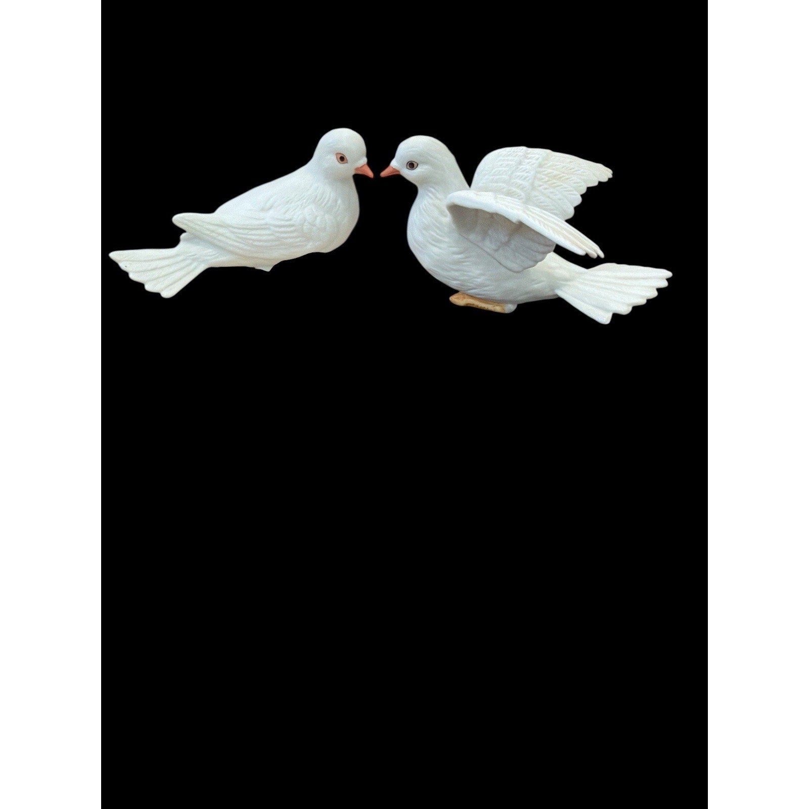 Vintage HOMCO Bisque Porcelain Dove Figurines Pair #8856 White Birds