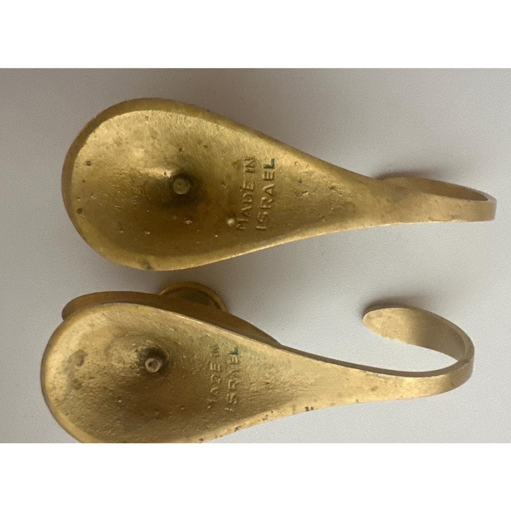 Vintage Brass Tabletop Candle Holders – Modernist Mid-Century Israel Brass