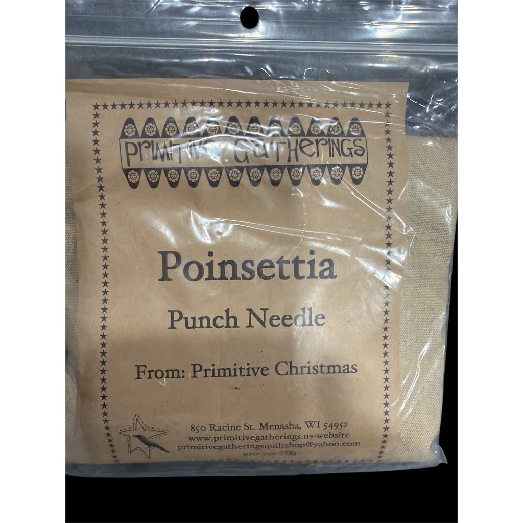 Primitive Gatherings Poinsettia Punch Needle Materials Kit Valdani Floss