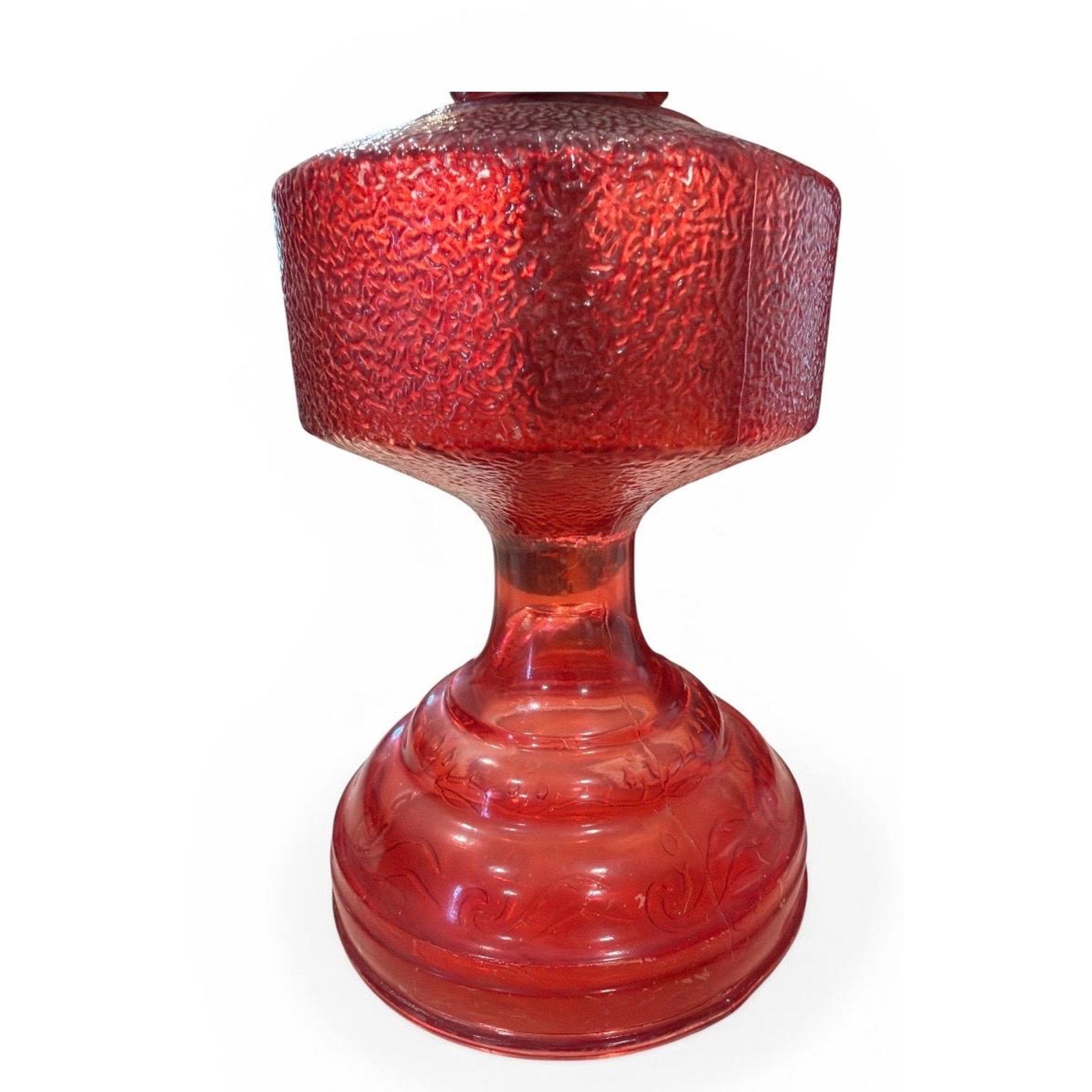 Antique Red Glass Oil Lamp P&A Burner Victorian Kerosene Lamp