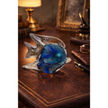 Hand Blown Art Glass Fish Paperweight Blue Swirl Clear Nautical Coastal Decor 7”