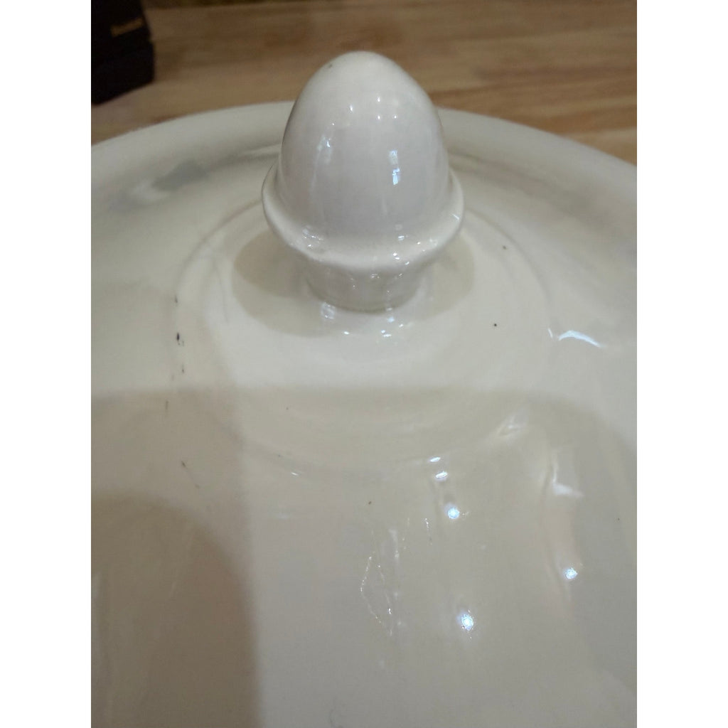 1951 Homer Laughlin Eggshell Nautilus White Covered Vegetable Bowl – additional view 6