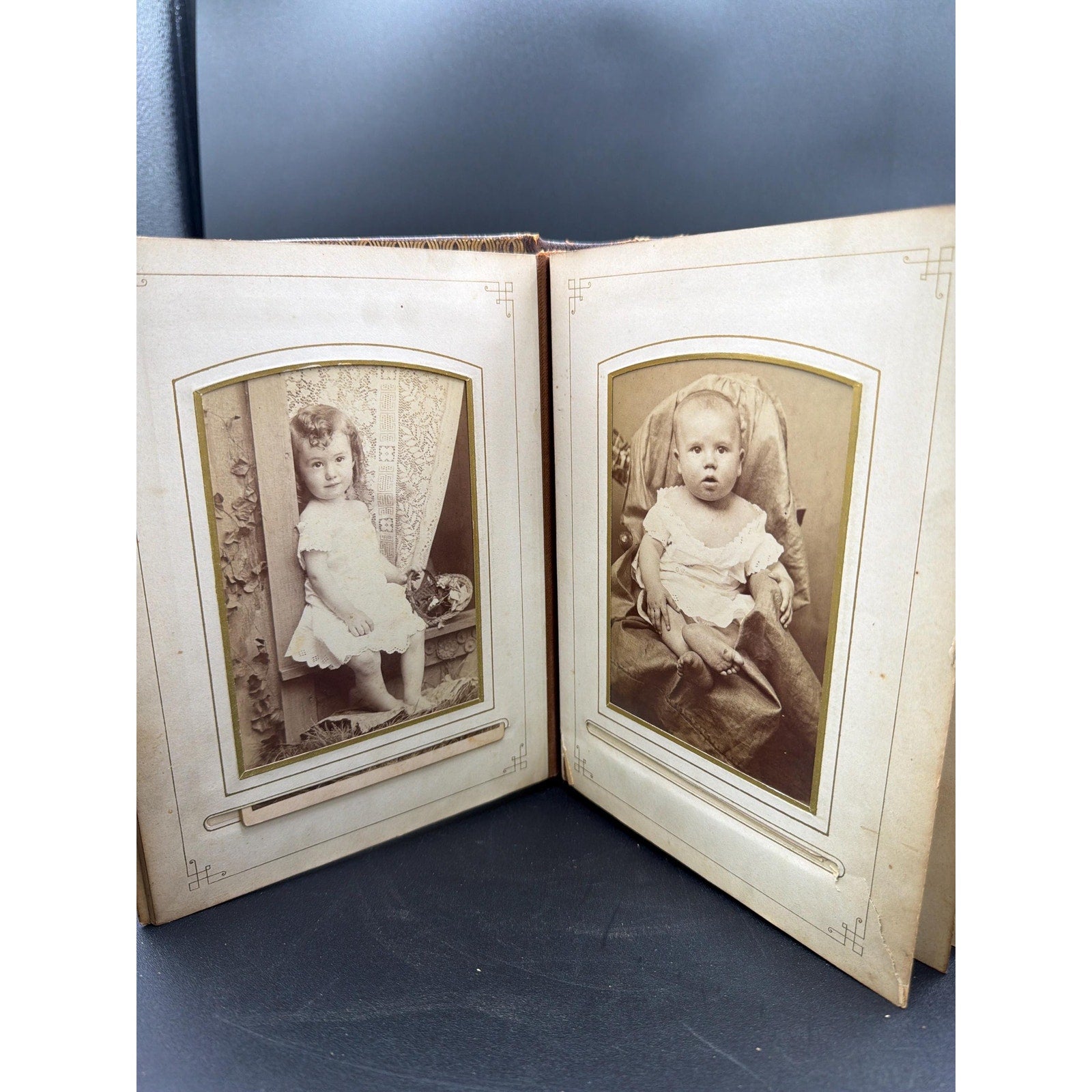 Victorian Photo Album 38 Cabinet Cards 1911 Receipts Antique Family Archive