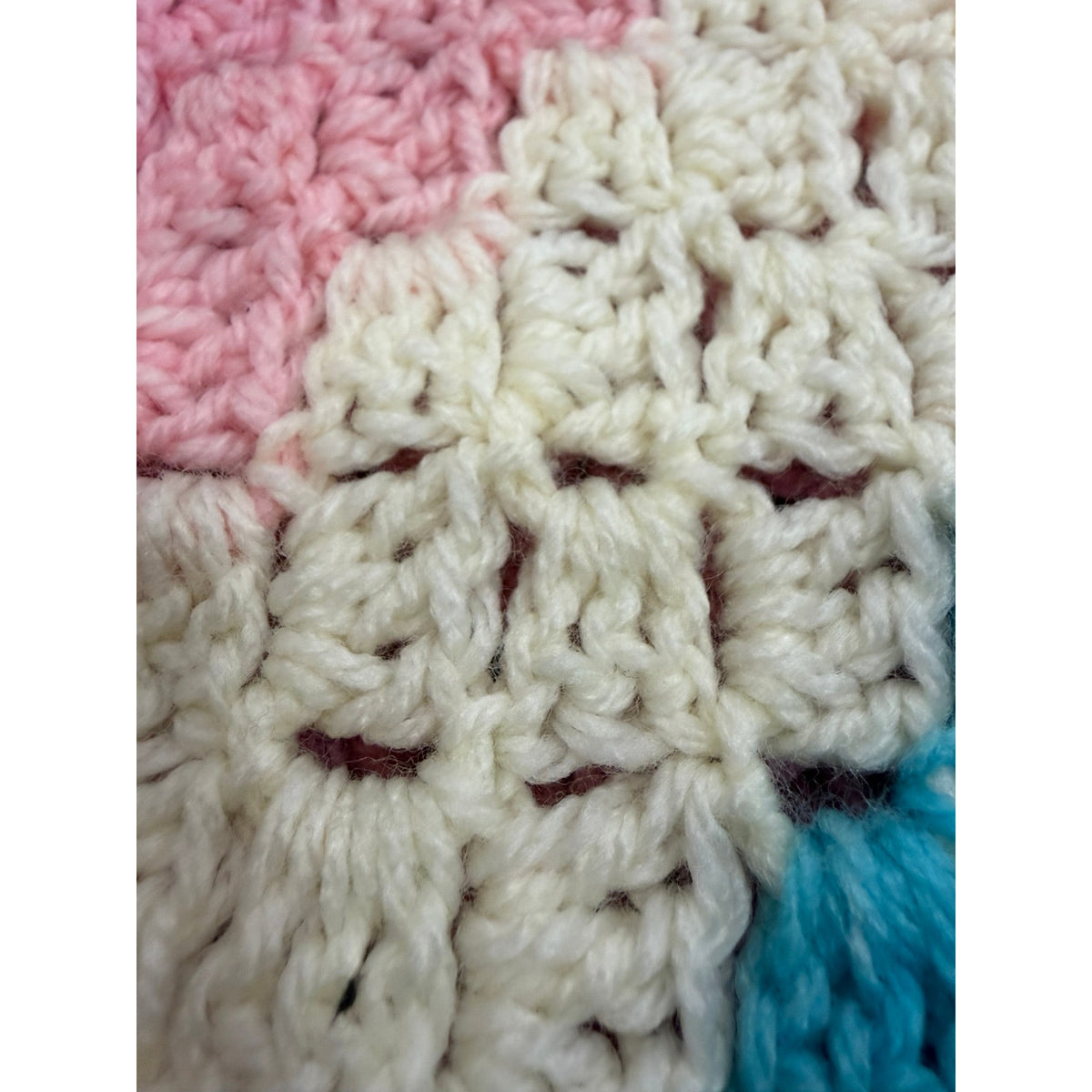 Handmade Crochet Baby Blanket 35" Pastel Rainbow Baby Waves Afghan