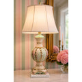 Vintage Porcelain Boudoir Lamp | Pink, Mint Green, Gold Gilt, Marble Base