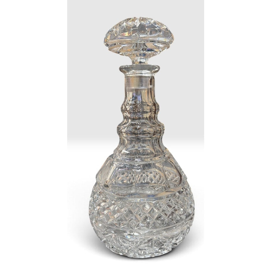 Vintage Prussian Form Glass Liquor Decanter Three Ring Neck Large Stopper – main view