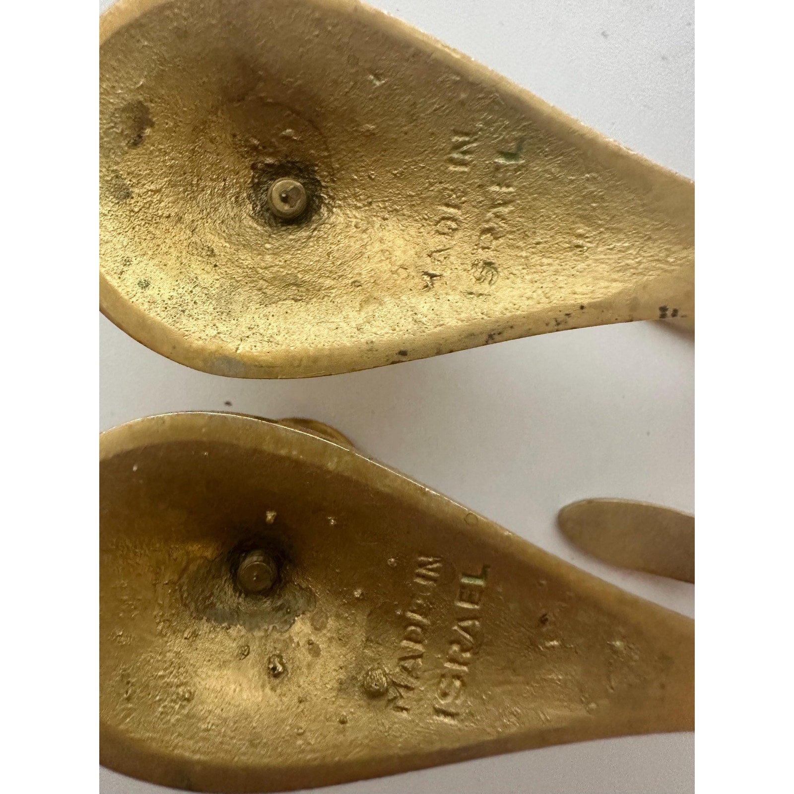 Vintage Brass Tabletop Candle Holders – Modernist Mid-Century Israel Brass