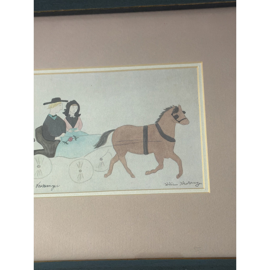 Vintage Xtian Newswanger Amish Horse & Buggy Courtship Signed Limited Print