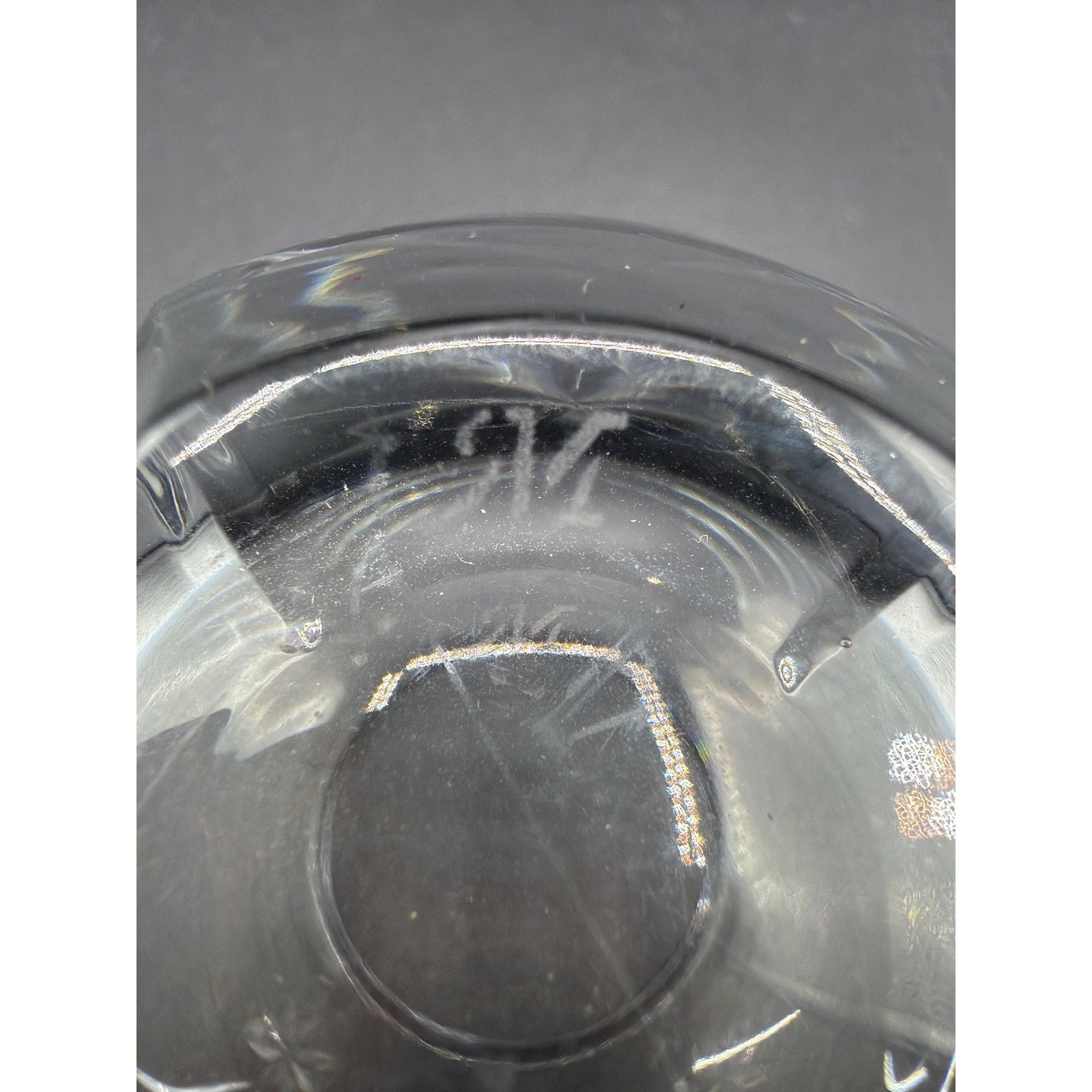 Vintage Cut Crystal Bowl Vase Small Etched Crystal Dish Vanity Decor